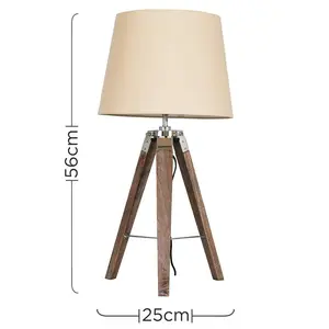 Bella Vista Wood Tripod Lamp (Set of 2) Beige / No