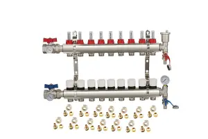 Warmer System Underfloor Heating 9 Port PSW Manifold with Grundfos Pump and Blending Valve Set