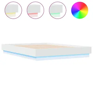 Berkfield Bed Frame with LED without Mattress White 135x190 cm Double