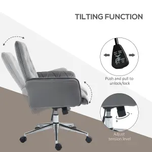 Vinsetto Swivel Computer Chair w/ Arm Modern Style Tufted Home Office Dark Grey