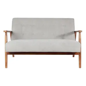 Gray Retro Wooden Frame 2 Seats Sofa with Backrest W 1260 mm