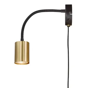 Nordlux Explore Flex Indoor Bedroom Living Dining Office Wall Light with Adjustable Lamp Head in Brass