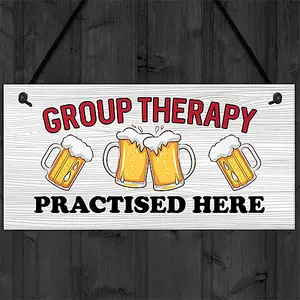 Red Ocean Funny GROUP THERAPY Sign Bar Signs And Plaques Home Decor Man Cave Shed Sign Friendship Gifts