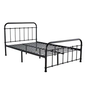 Home Source Minerva Black Metal Small Double Bed Frame