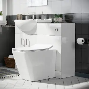 Nes Home Ellen 550mm Vanity Basin Unit, WC Unit & Elora Back To Wall Toilet White