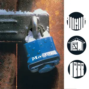 Master Lock Laminated Steel Blue Open shackle Padlock with Thermoplastic cover (W)40mm