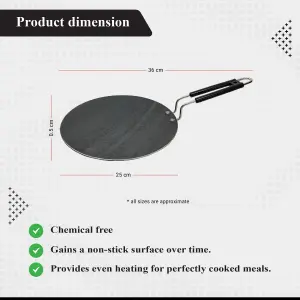 Buckingham Traditional Tawa Crepe pan  25 cm , Premium Iron