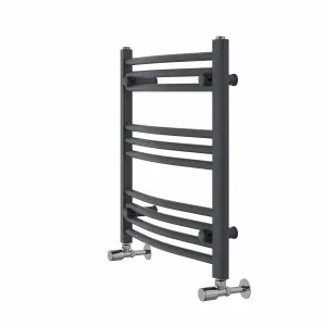 Rinse Curved Bathroom Heated Towel Rail Ladder Radiator Anthracite 600x600mm