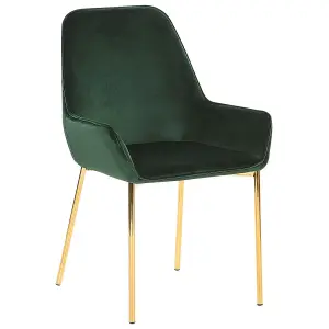 Set of 2 Dining Chairs LOVERNA Velvet Dark Green