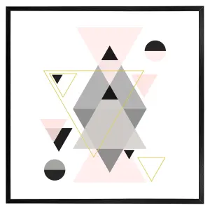 Pink & grey geometric triangles (Picutre Frame) / 24x24" / White