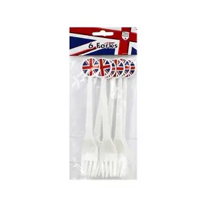 Amscan Great Britain Plastic Forks (Pack of 6) White (One Size)