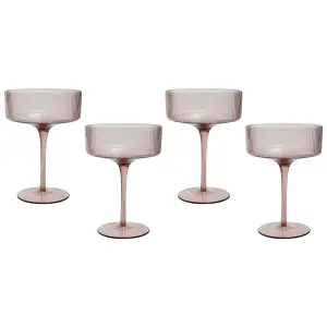 Set of 4 Champagne Saucers AMETHYST Pink