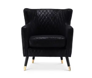 Faux Leather Suede Black Alessia Accent Chair