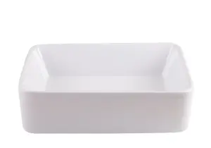 GoodHome Surma Gloss White Rectangular Counter top Basin (W)48cm