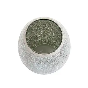 London Boutique Vases for Flowers Handmade Mosaic Glitter Vase Decorative Sparkled Glass gift present (Silver)