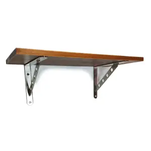 Solid Pine Rustical Shelf Dark Oak with 2406 Bracket 25x90cm