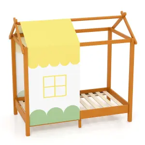 Costway Kids House Bed with Roof Children's Montessori Bed Frame w/ Removable Bed Canopy