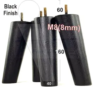 Wood Legs Black 160mm High Set Of 4 Angled Replacement Furniture Feet Settee Chairs Sofas Footstools M8