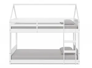 Miller Bunk Bed House Single Kids Frame, White