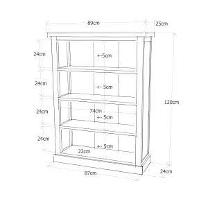 Loreo Light Grey Bookcase 120x90x25cm