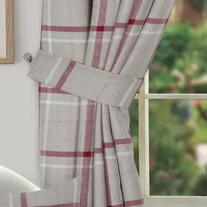 Home Curtains Hudson Check Tiebacks Red (PAIR)