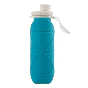 600ml Collapsible Silicone Water Bottle for Travel Gym Blue