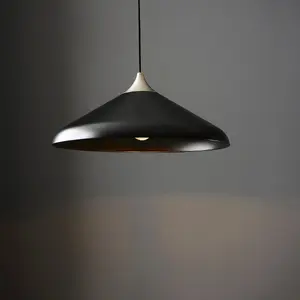 Luminosa Milan Single Pendant Ceiling Lamp, Matt Black, Matt Nickel Plate