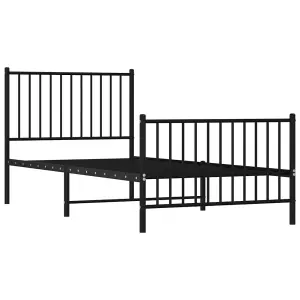 Berkfield Metal Bed Frame with Headboard and Footboard Black 90x200 cm