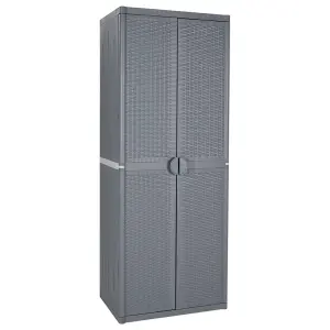 Berkfield Garden Storage Cabinet Grey 65x45x172 cm PP Rattan