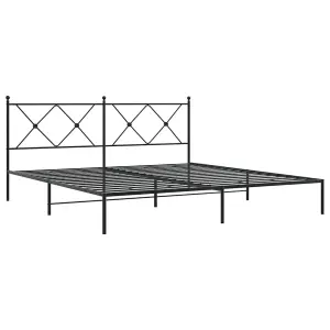 Berkfield Metal Bed Frame without Mattress with Headboard Black 183x213cm