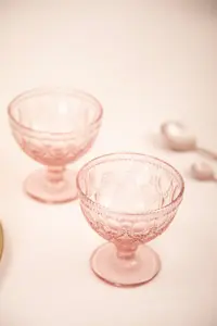 Maison by Premier Set Of Two Fleur Pink Glass Sundae Dishes