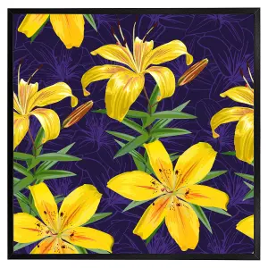 Yellow lily flowers (Picutre Frame) / 30x30" / Oak