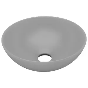 Berkfield Bathroom Sink Ceramic Light Grey Round