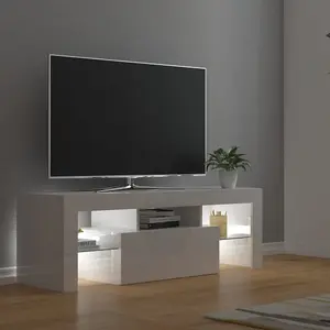 vidaXL TV Cabinet with LED Lights High Gloss White 120x35x40 cm