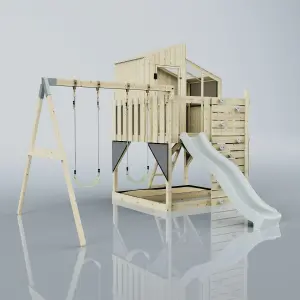 PolarPlay Kids Climbing Tower & Playhouse with Swing and Slide - Swing Geir Mist