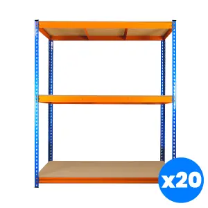 20 Bays of 3 Tier ULTRA HEAVY DUTY Storage Racking 1800h x 1500w x 450d mm 350kg