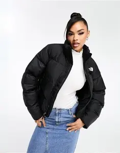 The North Face Saikuru Cropped Puffer Jacket In Black - Black (Size: XL)