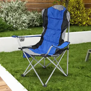 Foldable Padded Camping Chairs with Handy Drink Holder And Magazine Pocket - High Back Camp Chairs