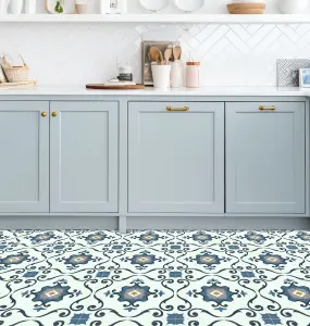 Floor Tile Motif 30.5x30.5cm Blue 10 Tiles Per Pack