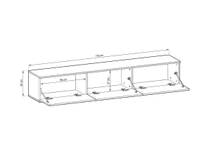 Elegant Oro Floating TV Cabinet H300mm W1750mm D320mm in Beige - Modern Entertainment Centre