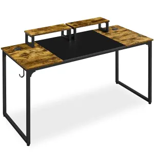 Yaheetech Rustic Brown Computer Desk with 2 Desk Grommets