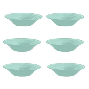 Purely Home Crackle Turquoise Melamine Low Bowls - Set of 6