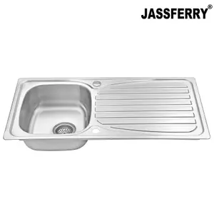 JASSFERRY Kitchen Sink Inset Stainless Steel Single Bowl Reversible Drainer