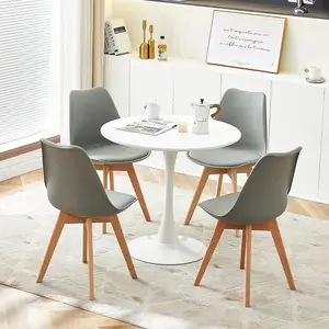 Kingsley Round Metal Base Dining Table White / 73cm H x 70cm W x 70cm D