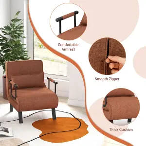 Costway Convertible Single Folding Sofa Bed Sleep Chair w/ 6 Positions Adjustable Backrest