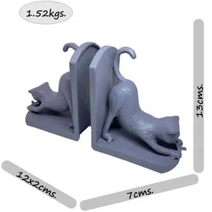 CAT Iron Book Ends 13cm Grey Shimmer