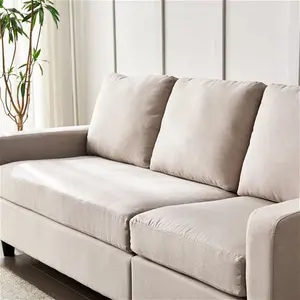 Campbell 3-Seater Beige Fabric Sofa With Reversible Chaise, Large Corner Lounge Sofa Couch Settee For 3 - Cherry Tree Furniture - Large Couch Settee