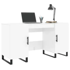 Berkfield Desk High Gloss White 140x50x75 cm Engineered Wood