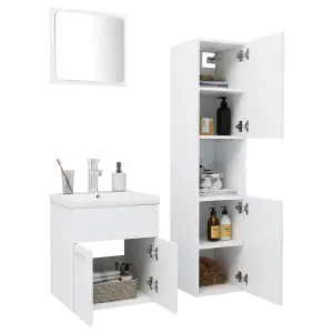 Berkfield Bathroom Furniture Set White Engineered Wood