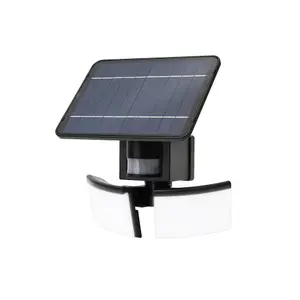 Black Solar-powered Cold white Integrated LED Floodlight 800lm